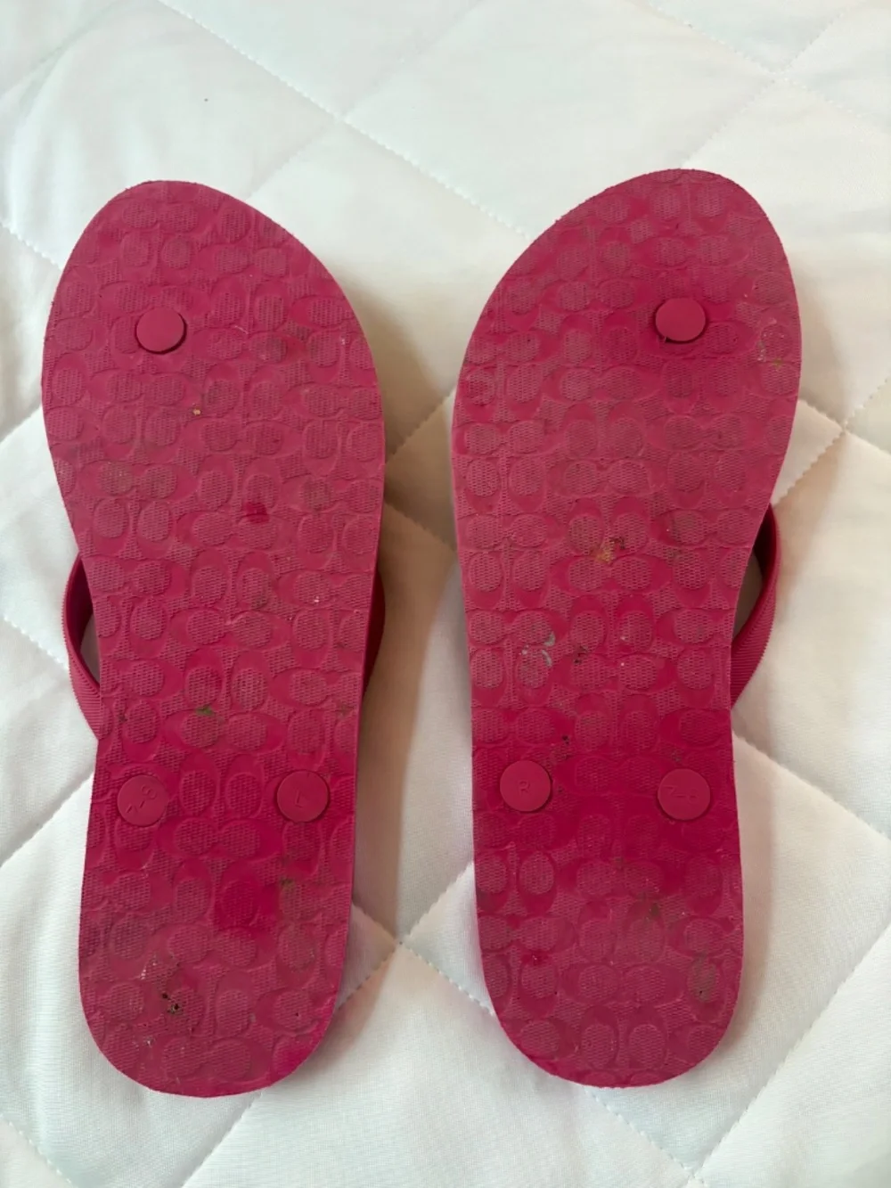 Coach Pink Signature Logo Pattern Flip Flops